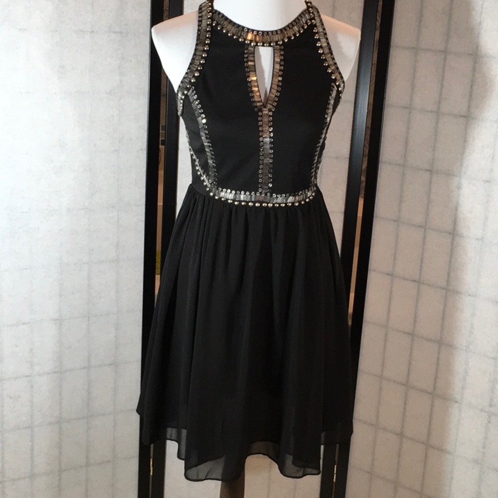 Greylin black silver armor date dress